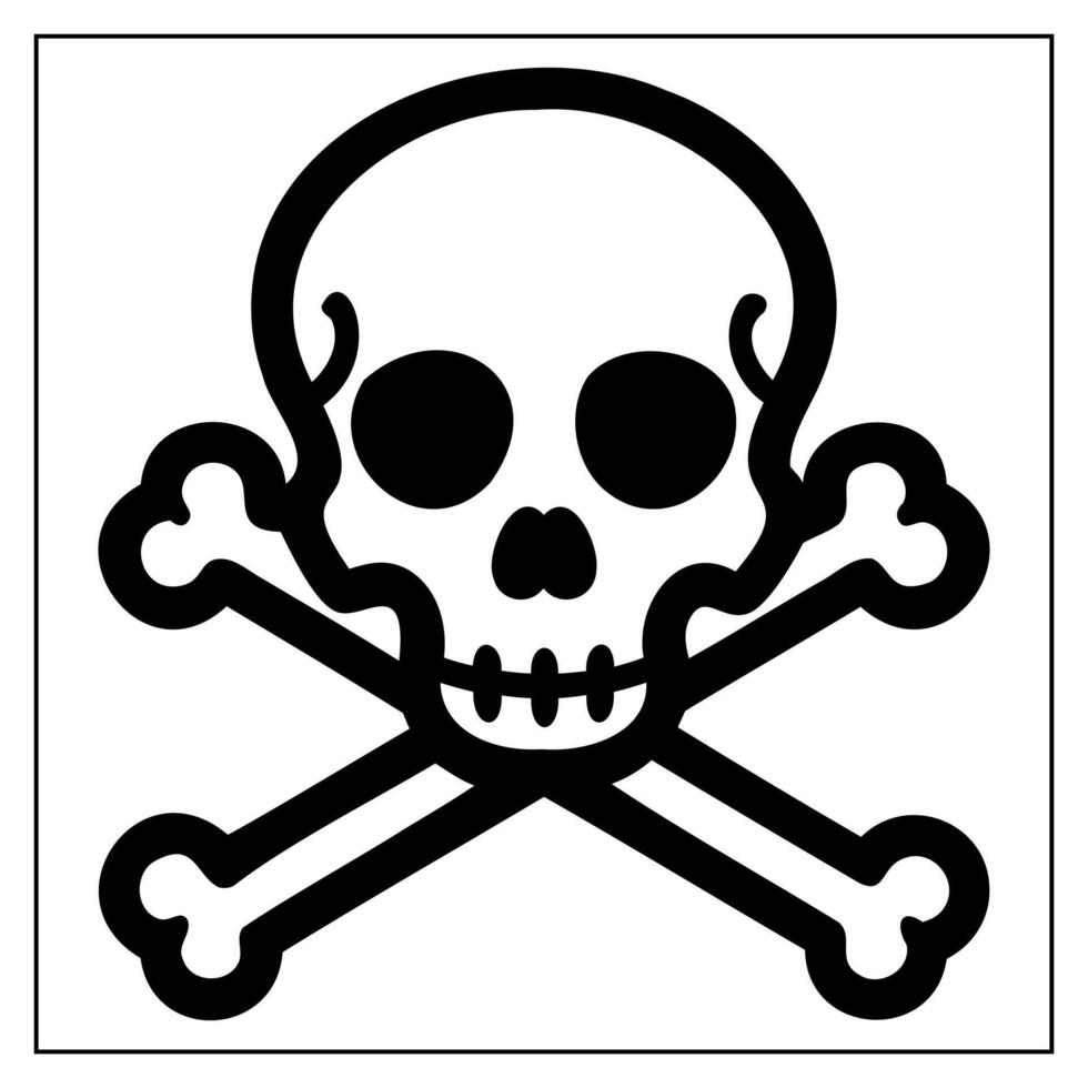 Human Skeleton with Teeth Bones Skull Evil Dead Face Illustration Vintage Style with Cross Bone shape vector
