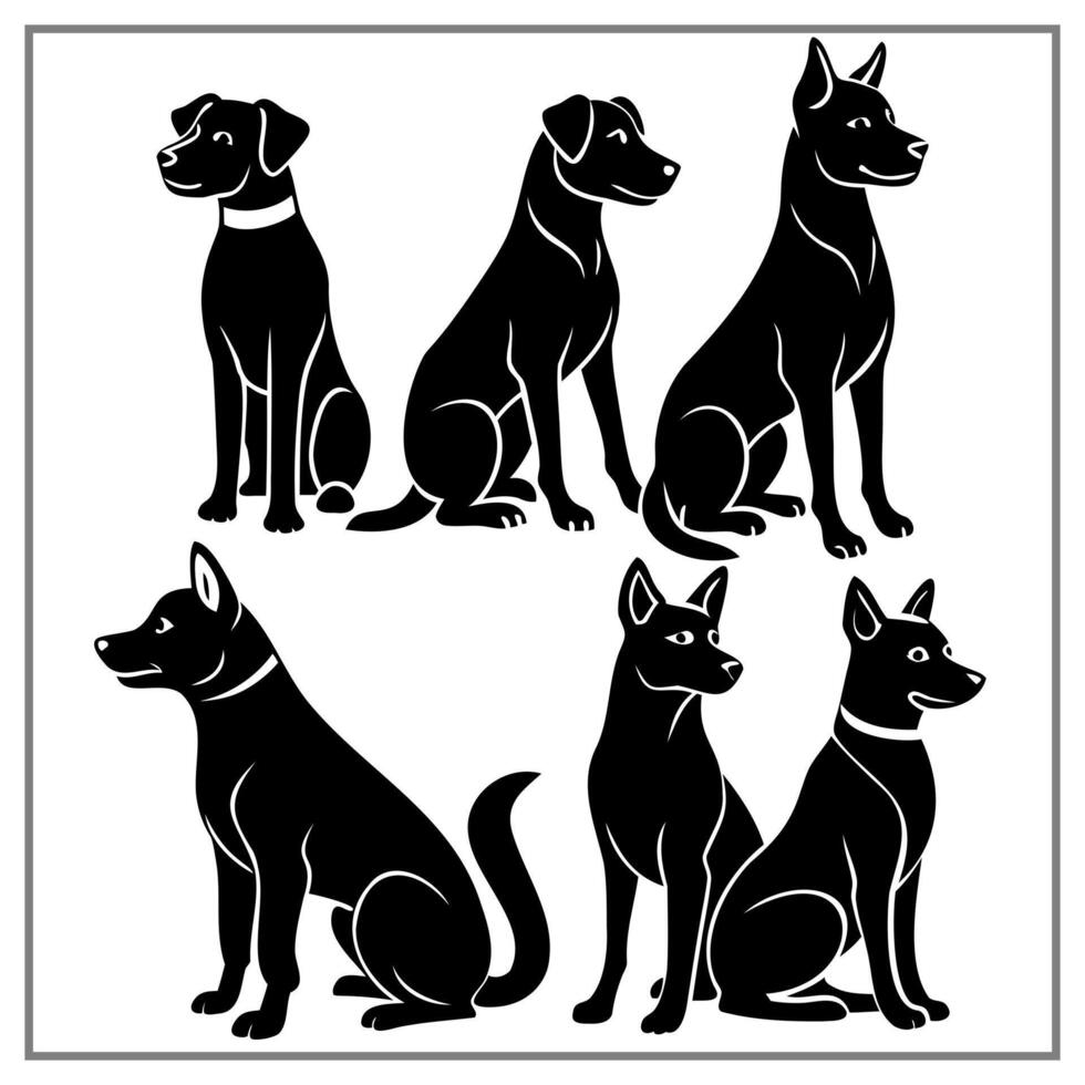 Flat Art of Dog Silhouettes Design and Pet Dog shape like Wild Animals vector