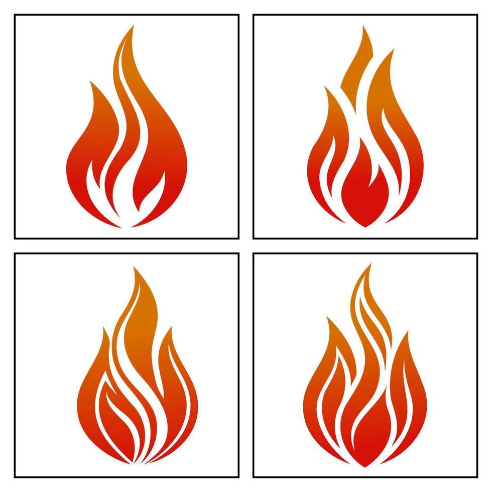 Fire Flame Illustration Design, Icons, Flammable Symbol Silhouette for Graphic Design Element vector