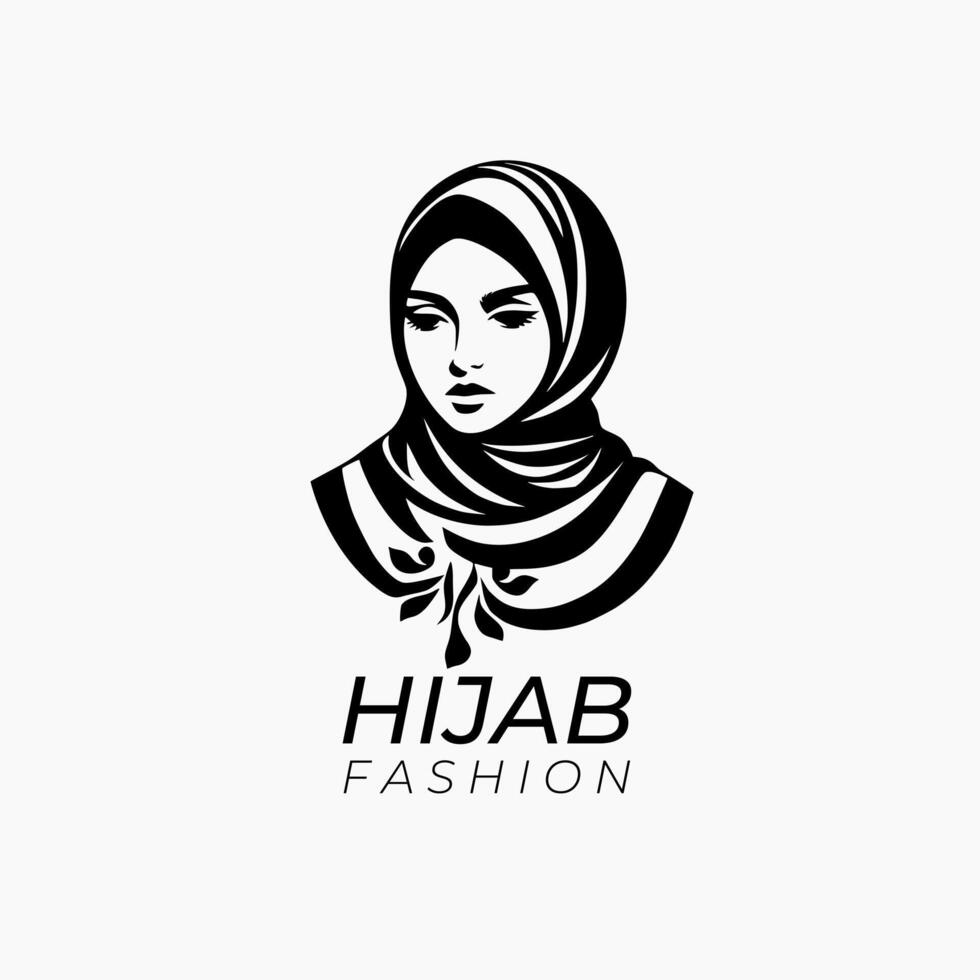hijab for Muslim fashion logo design template vector