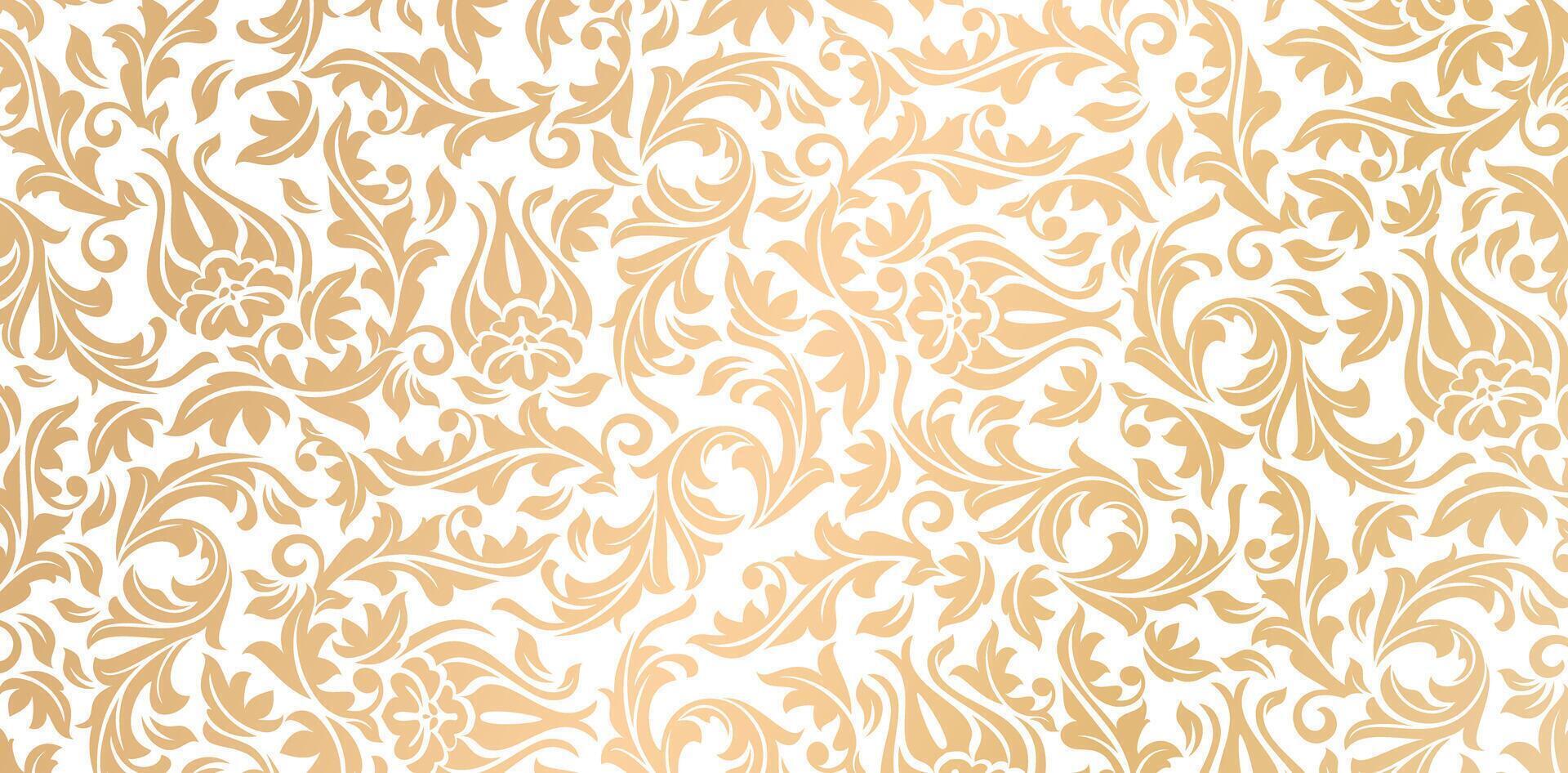 golden floral wallpaper with on a white background vector