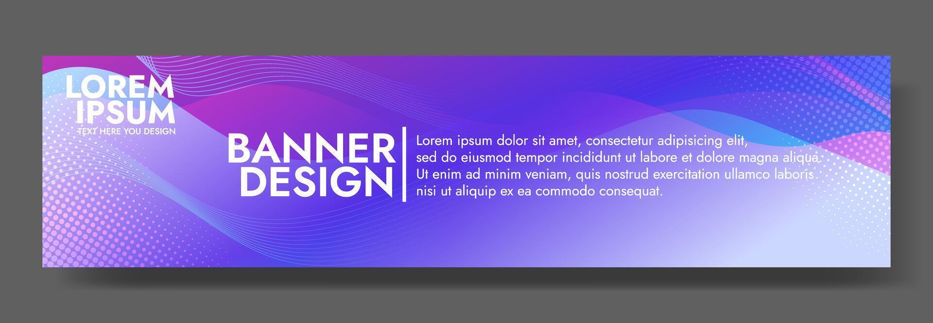 A purple and blue abstract banner with a wave pattern. It is ideal for creating eye catching headers, promotional banners, and graphic elements with a modern and dynamic look. vector