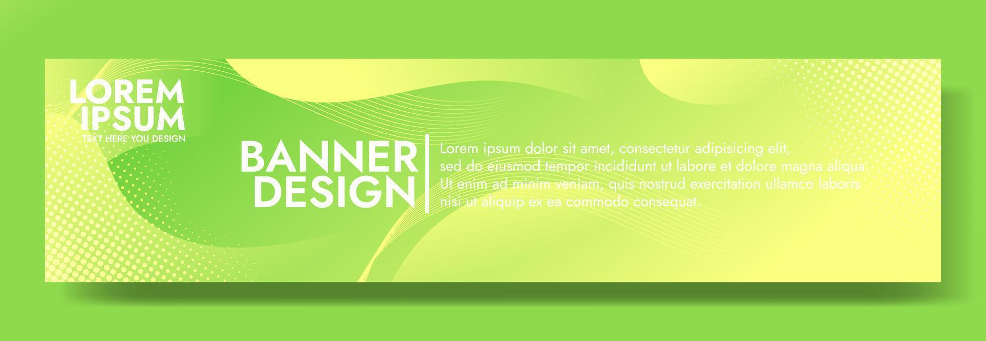 A green yellow abstract banner with a wave pattern. It is ideal for creating eye catching headers, promotional banners, and graphic elements with a modern and dynamic look. vector