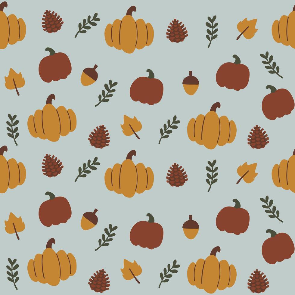Hand drawn seamless pattern illustration of cute autumn holiday. Pastel hand drawn concept. For wallpaper, texture, background, gift wrap, print, background, textile, card vector