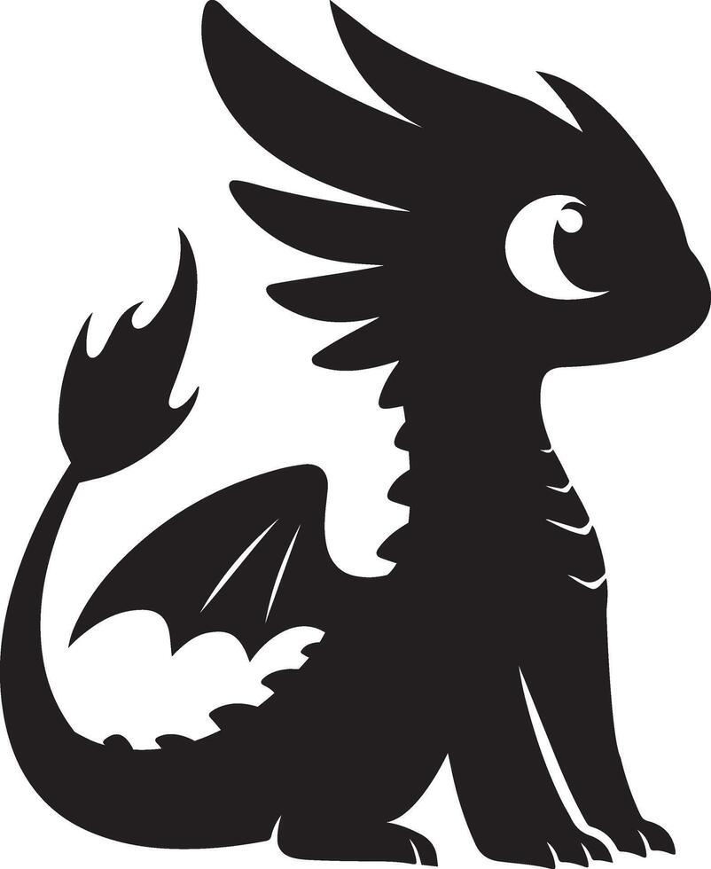 a black and white illustration of a dragon vector