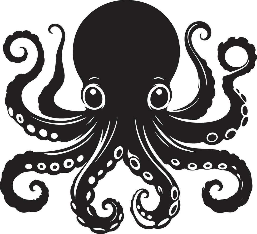 an octopus with a black and white face vector
