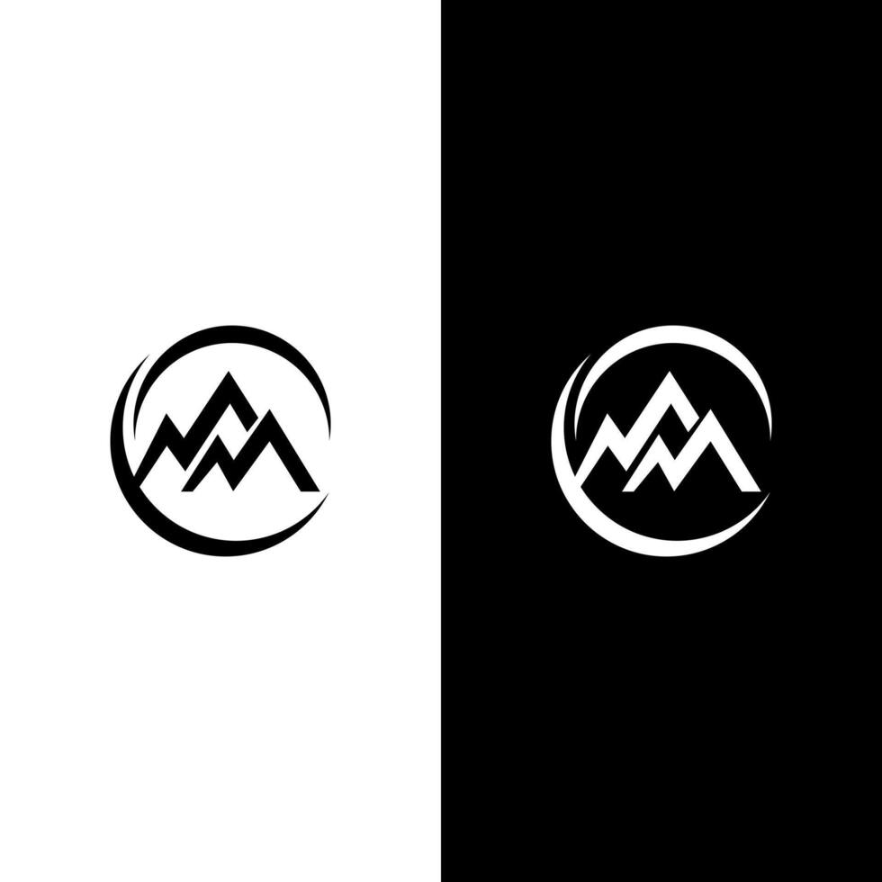 letter M, MM mountain logo vector