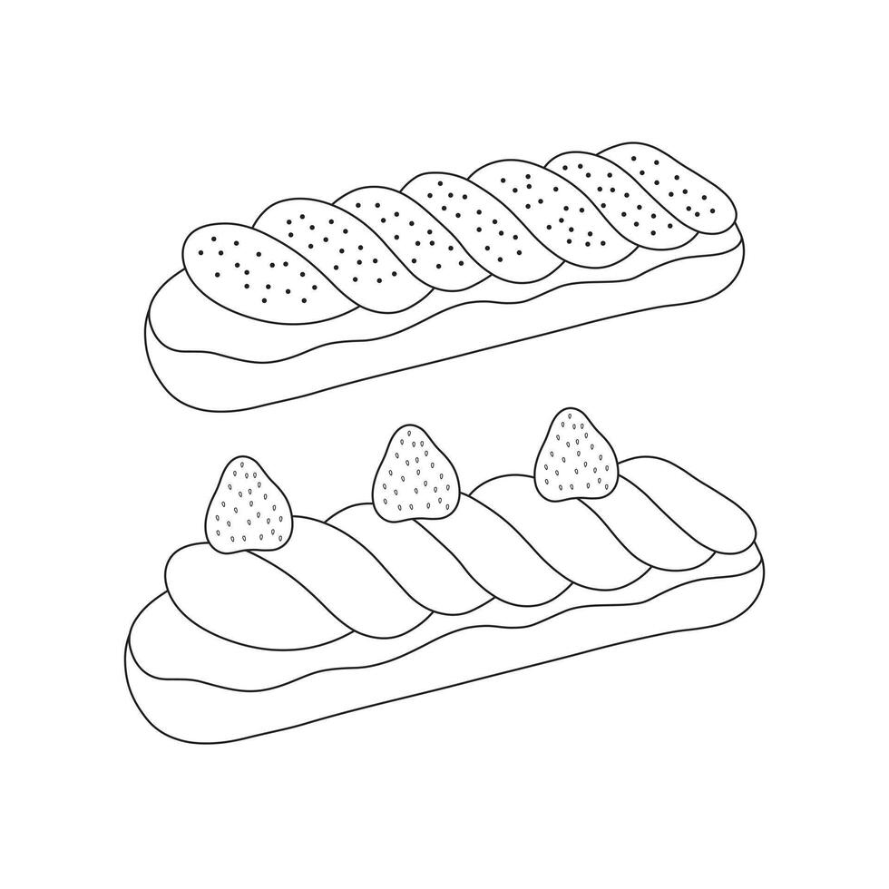 Hand drawn dessert eclair cartoon Isolated on White vector