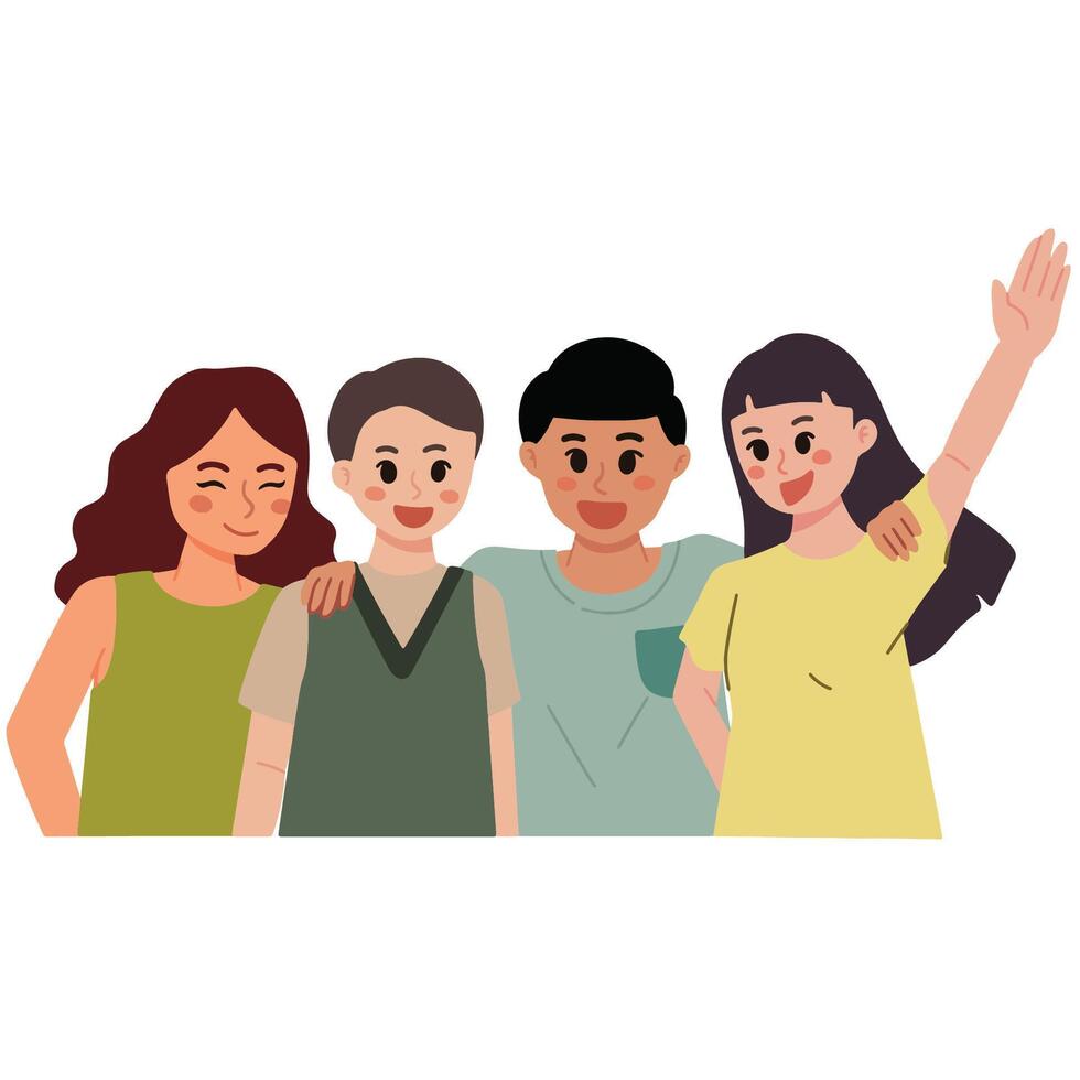 happy group of friends illustration vector