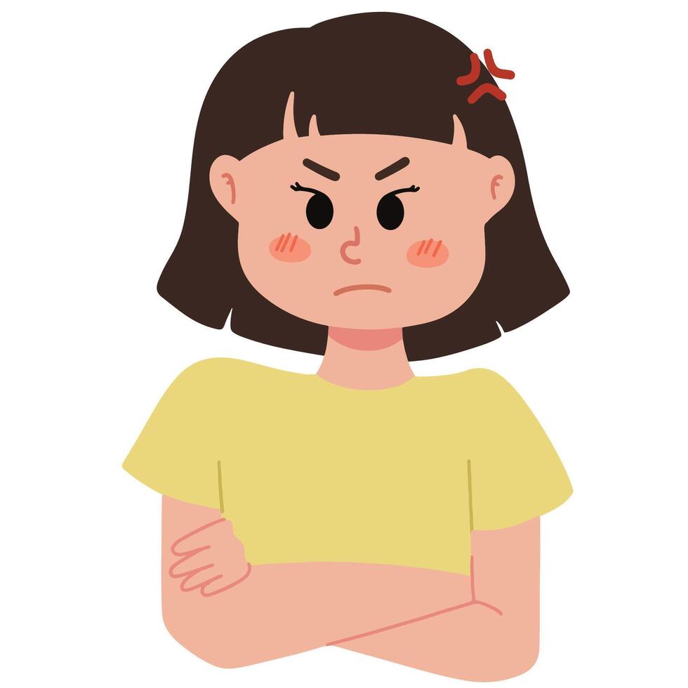 angry kid emotion illustration vector