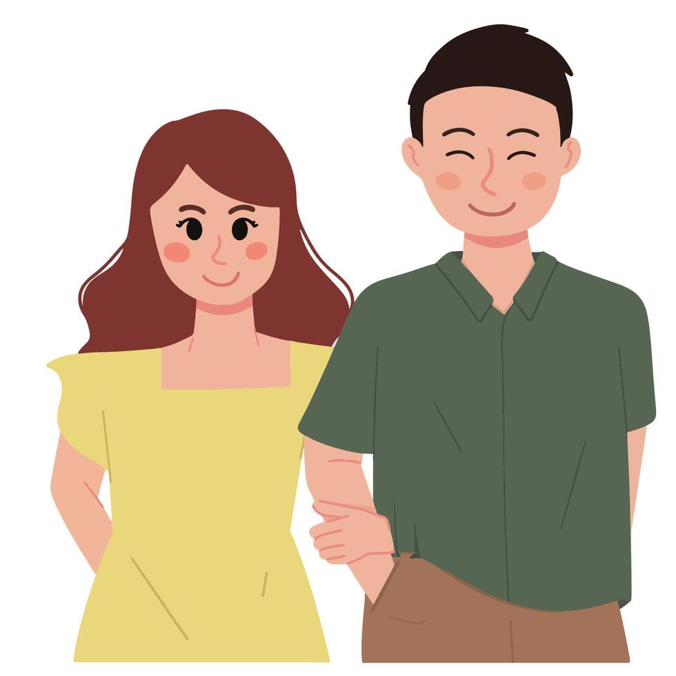 a portrait of a happy couple illustration vector