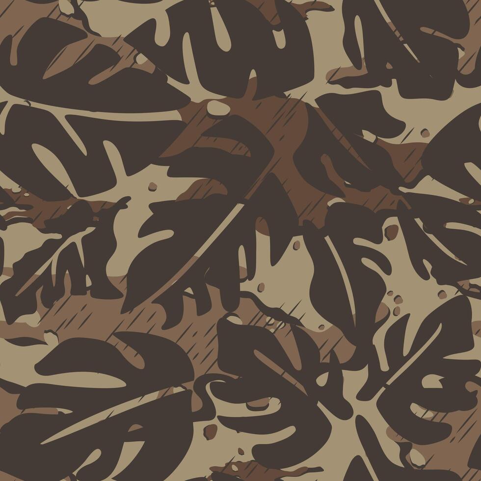 Minimal seamless pattern of tropical leaves and abstract shape vector
