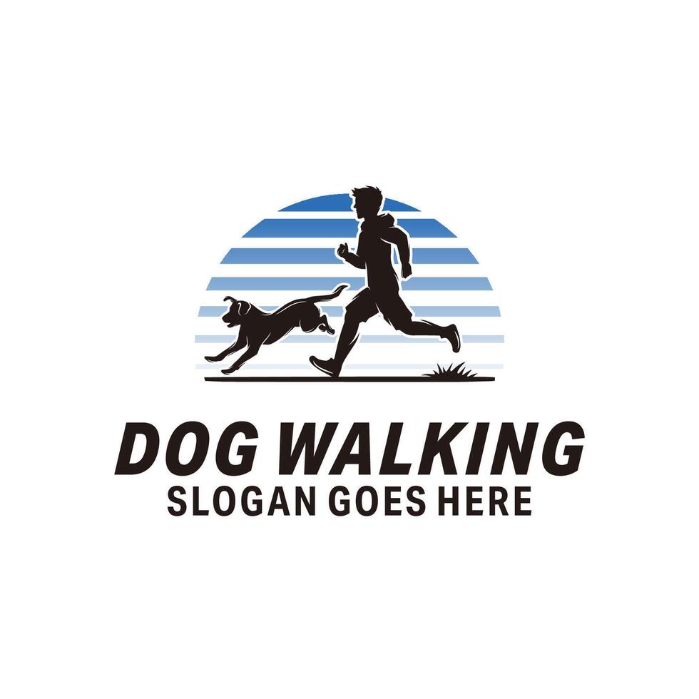 Dog Walking Logo Template Design Illustration vector