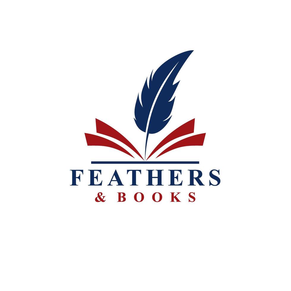 feathers and books illustration design simple logo desing vector