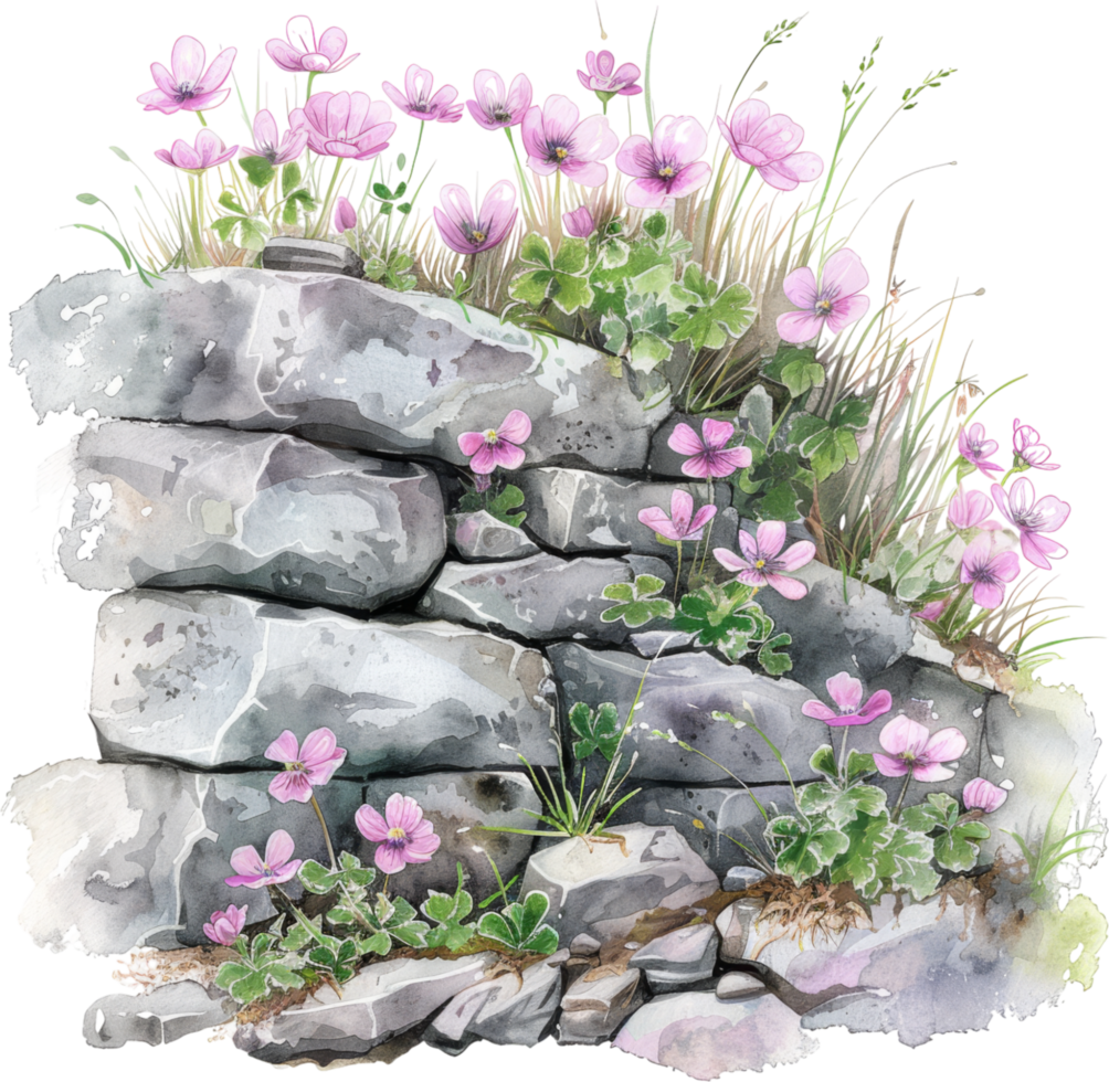 Stoned wall Wildflower Meadow Clipart png