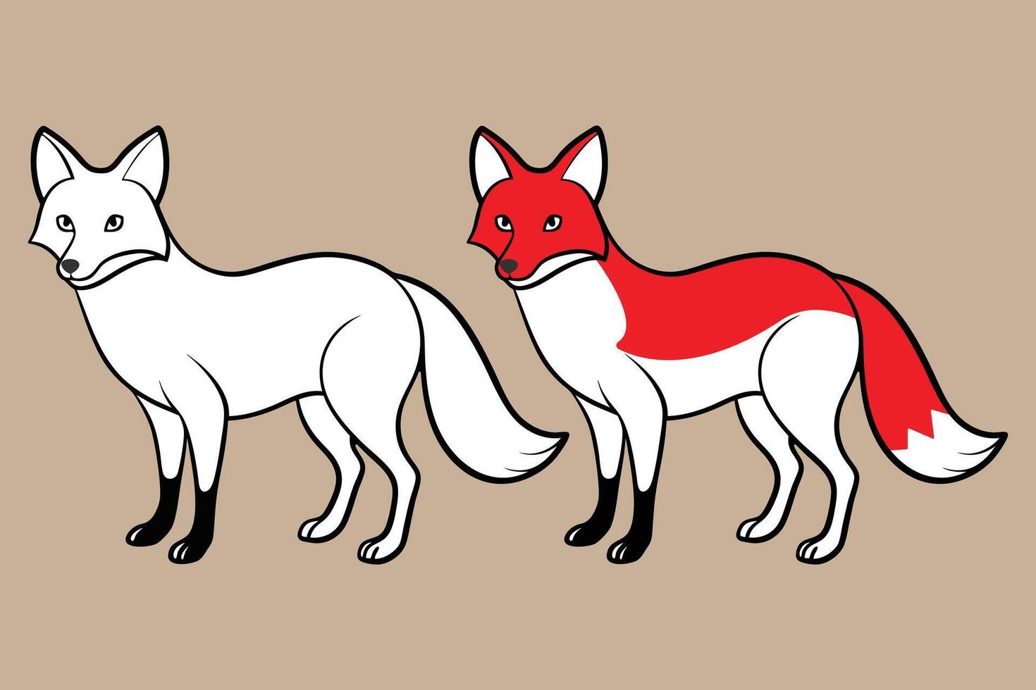 Red fox illustration Isolated on white background illustration. Stock Icon. Red fox cartoon illustration. Wild Animals Icon. Funny red fox collection. Red Fox Color Icon For Book. vector