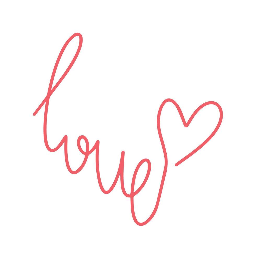 Continuous one line drawing of a heart and the inscription love. Valentine's Day concept. Fashionable minimalist illustration. . vector