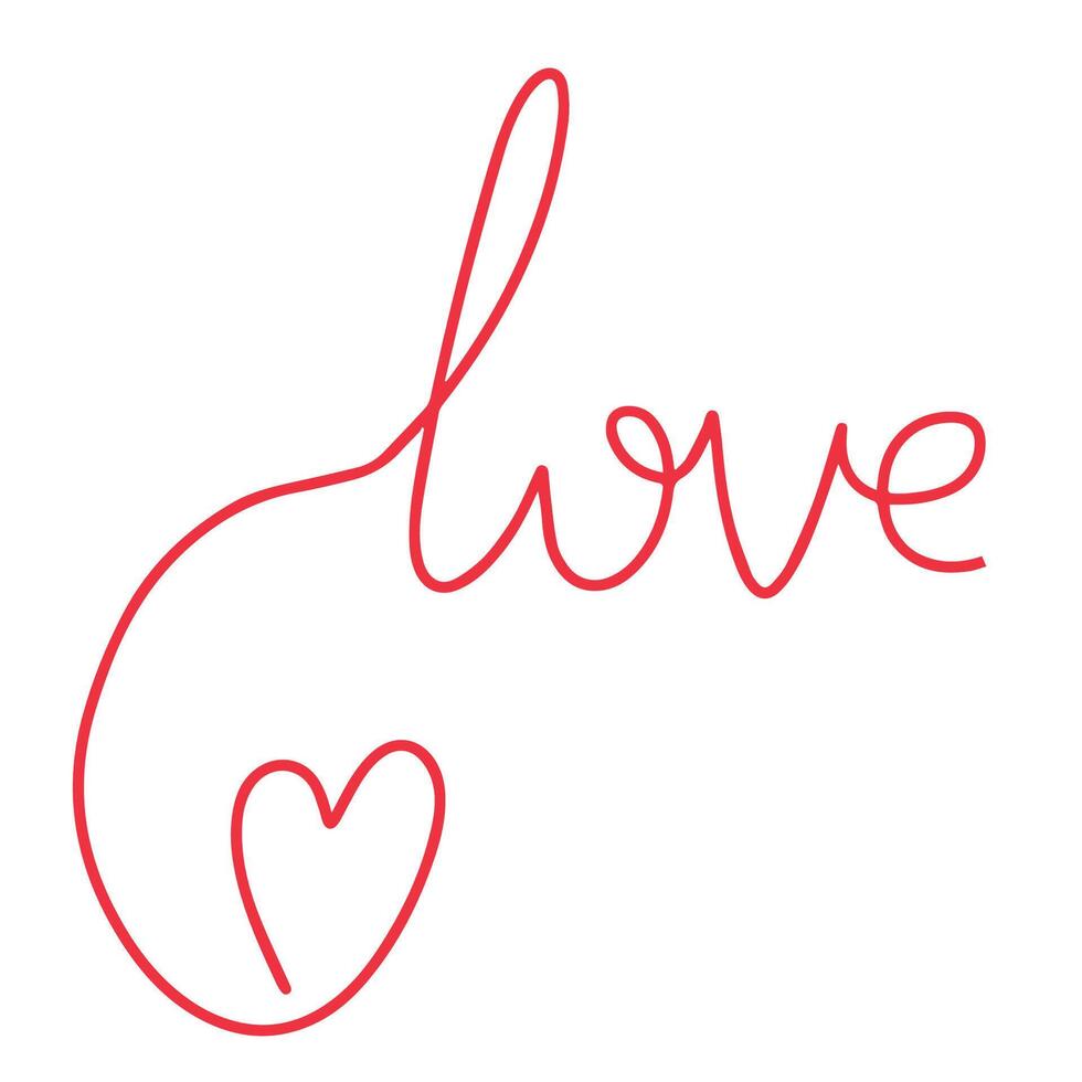 Continuous one line drawing of a heart and the inscription love. Valentine's Day concept. Fashionable minimalist illustration. . vector