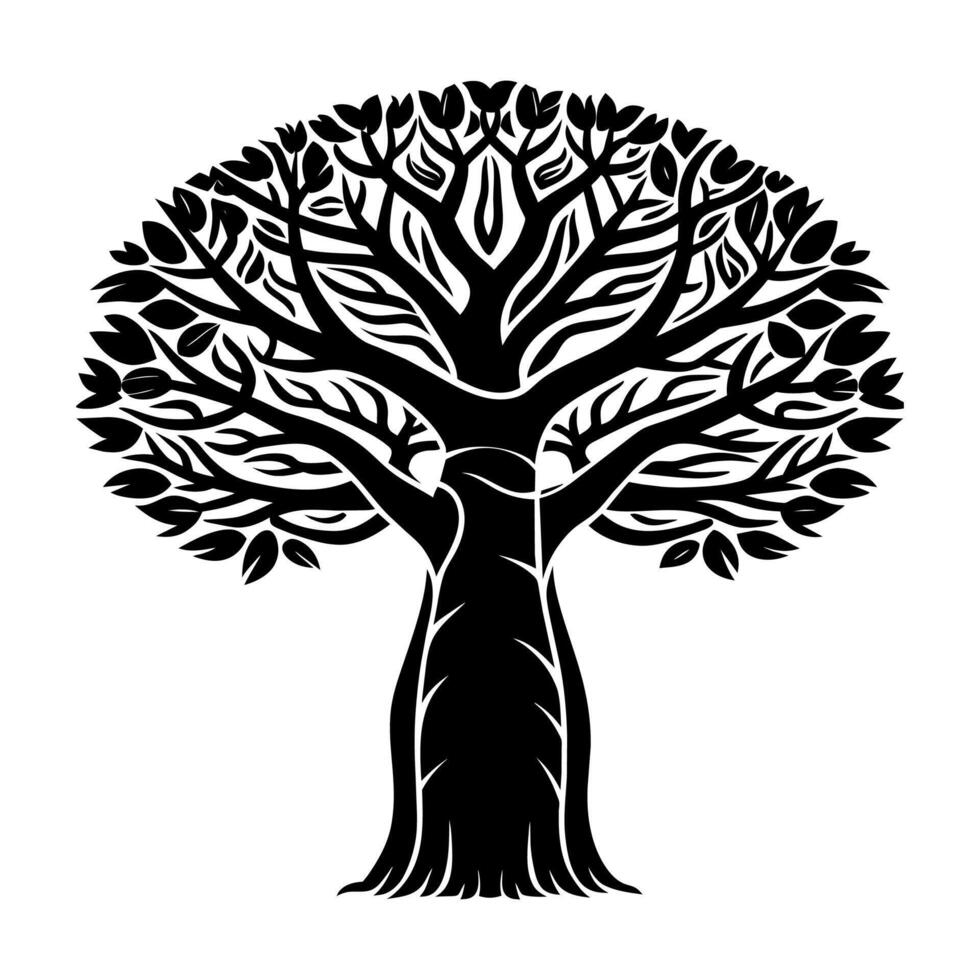 A Baobab Plant Silhouette vector