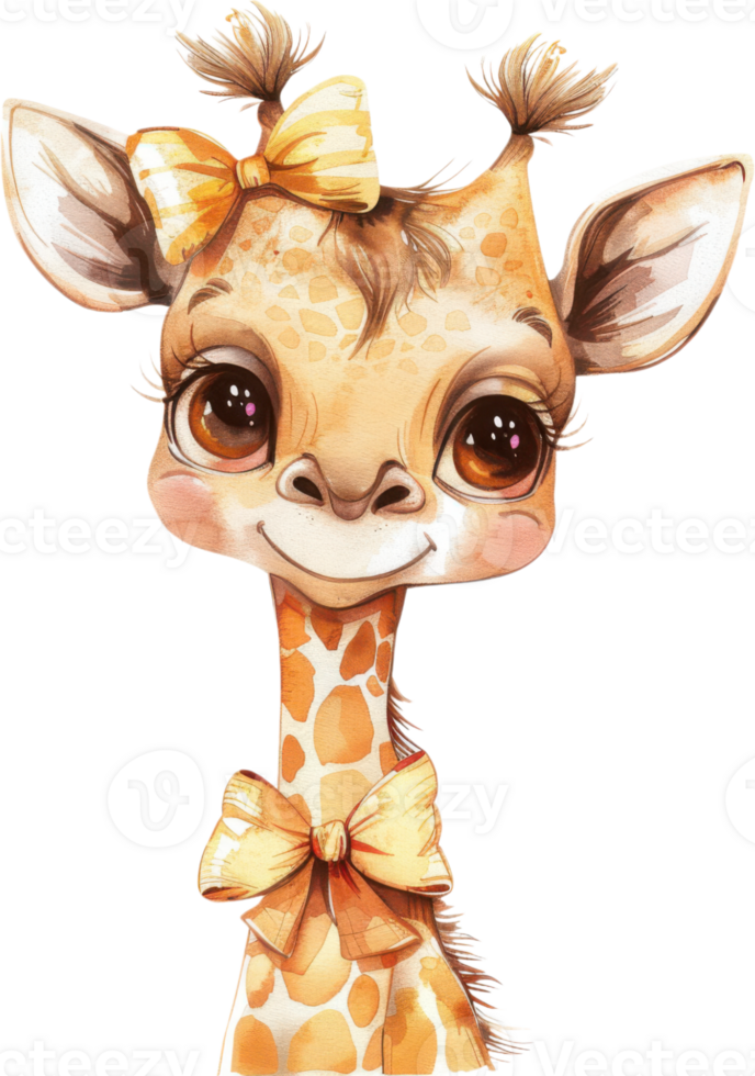 Cute watercolor illustration of a baby giraffe png