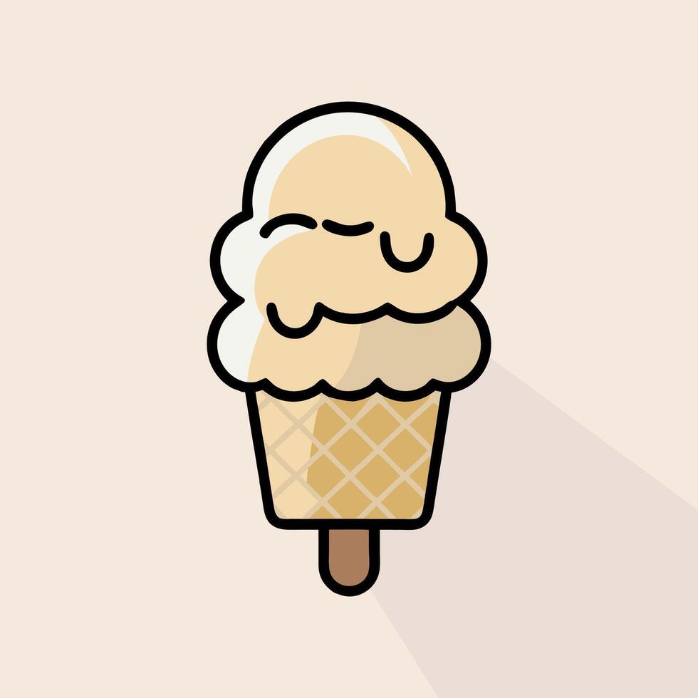 Ice cream cone with Comic character in cartoon style illustration. Ice Cream flat Icon. vector