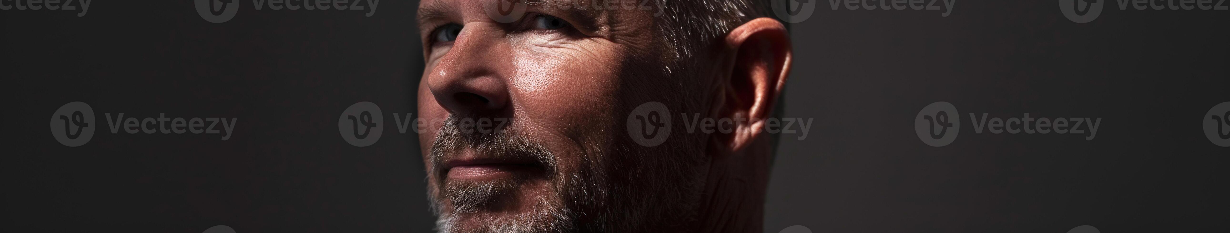 Man With Beard Posing Under Dramatic Lighting in a Minimalist Setting photo