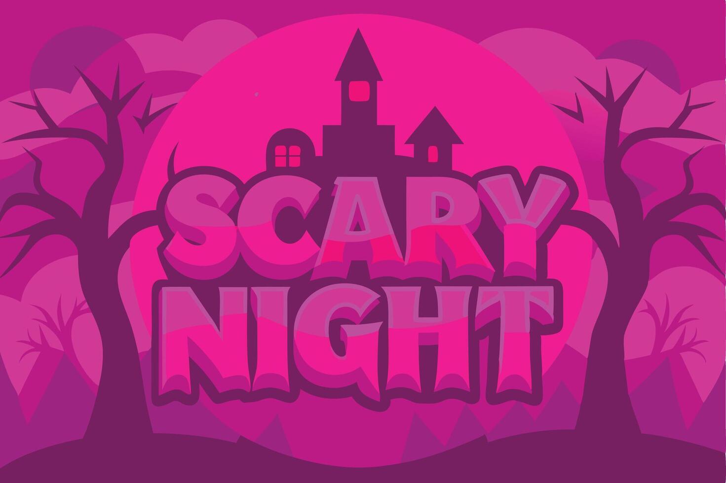 Halloween Scary Spooky night text background design vector