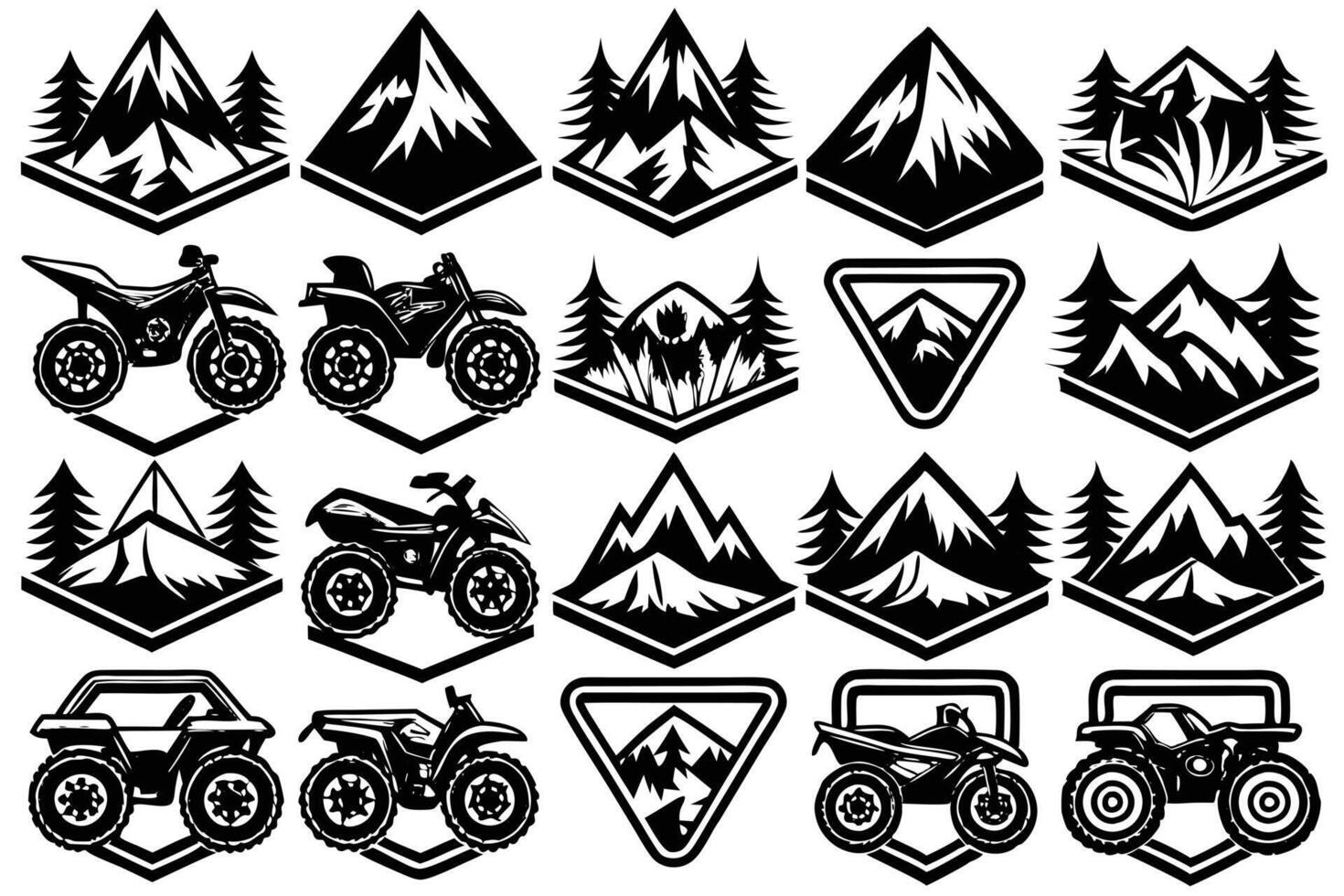 Stylish ATV quad on a mountain going uphill and leaving vector