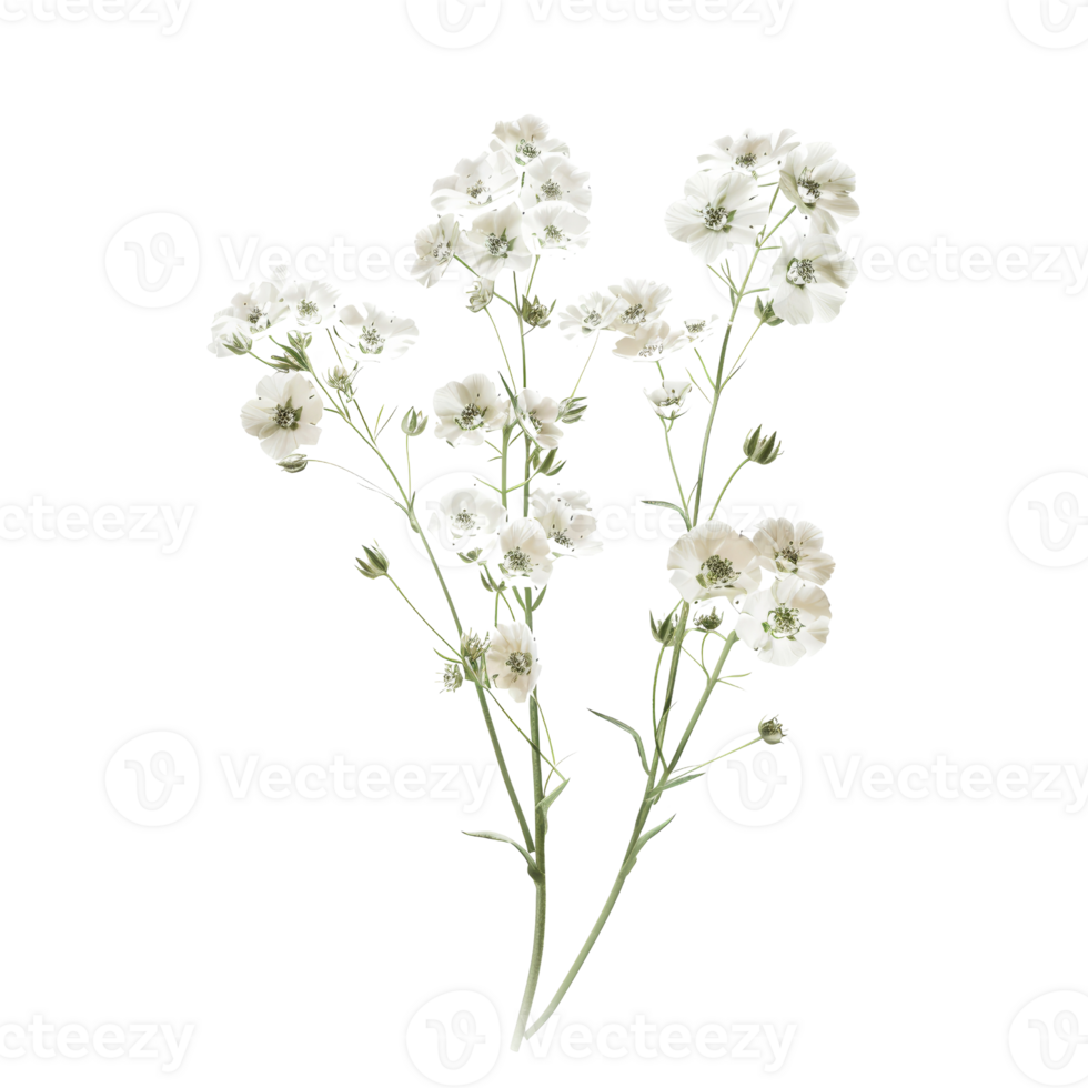 Delicate White Baby's Breath Flowers Isolated on Transparent Background for Botanical and Floral Design Projects png