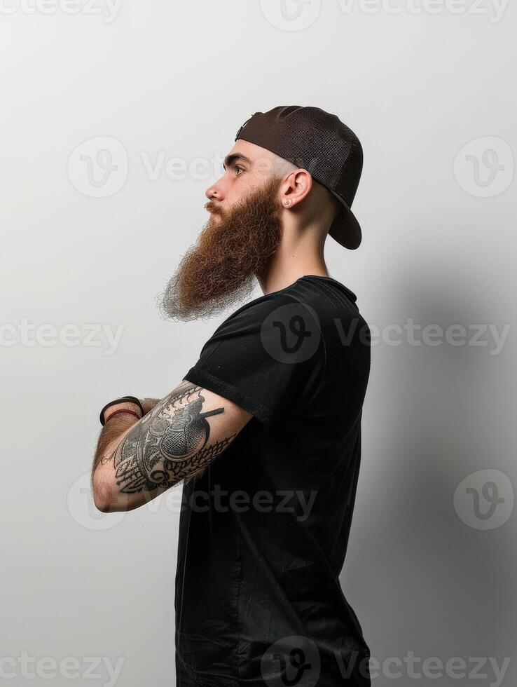 Confident Muslim Man With a Beautiful Beard Poses photo