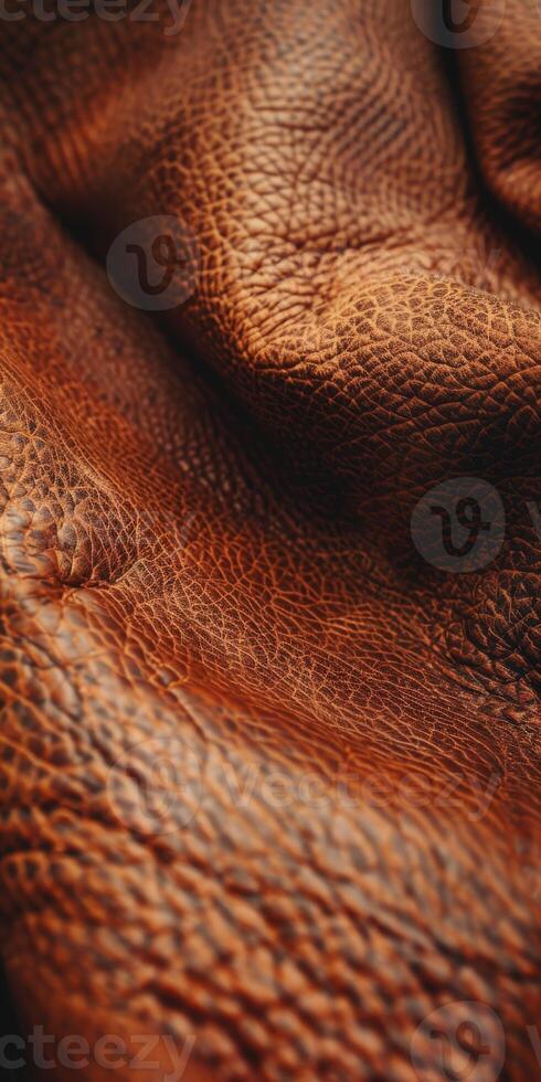 Textured Brown Leather Material Close-Up on Soft Surface photo