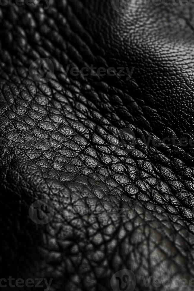 Close-Up of Textured Black Leather Material in Natural Light photo