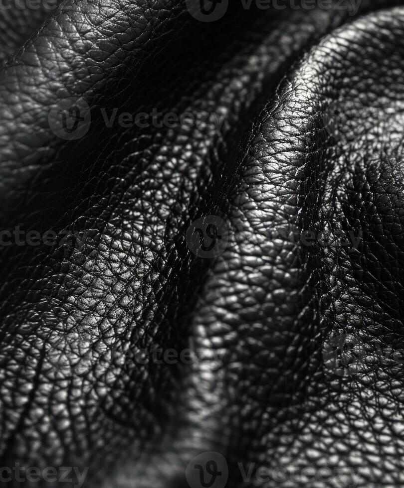 Close-Up of Black Leather With Rich Texture and Soft Finish photo