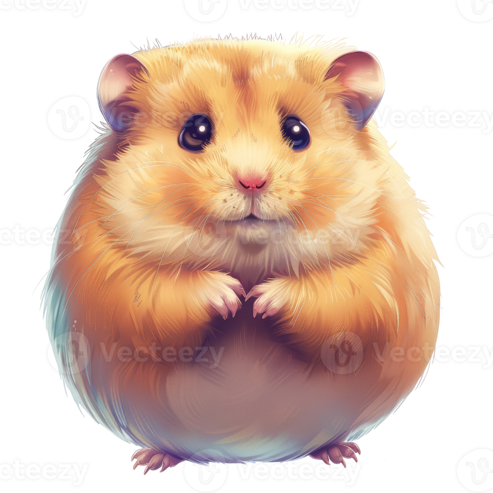 Adorable Animal Sticker of a Cute Hamster with Big Eyes and Fluffy Fur - Perfect for Kids, Scrapbooking, and Craft Projects png