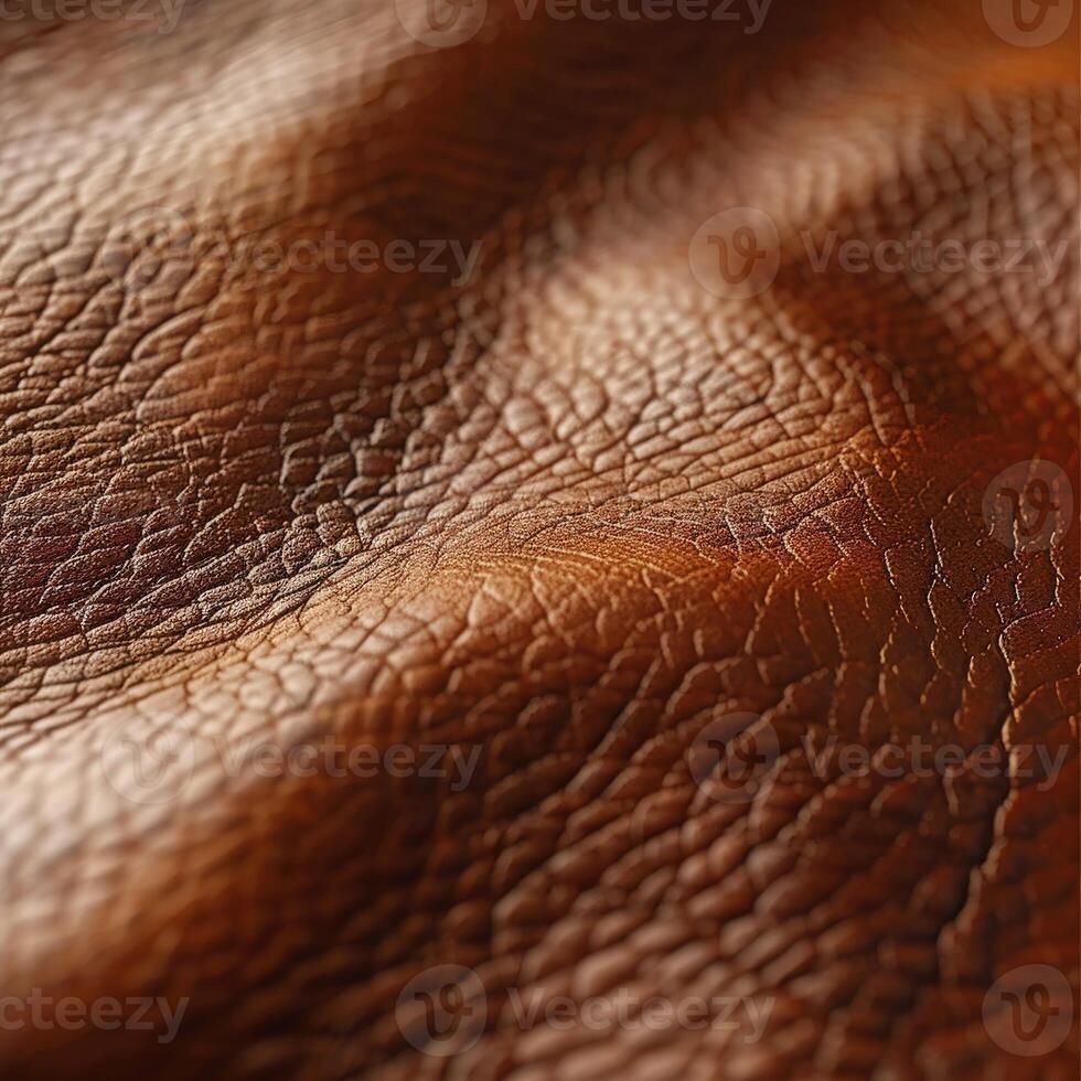 Detailed View of Brown Leather Material Showcasing Texture and Quality photo