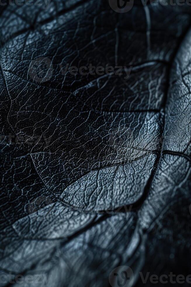 Detailed Close-Up of Black Leather Surface With Unique Texture photo