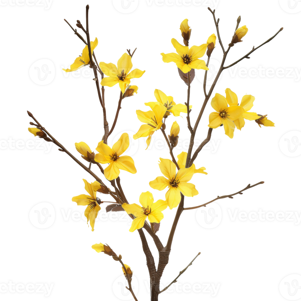 Bright Yellow Blossoms on Branches - Vibrant Botanical Nature Photography for Floral and Garden Themes png