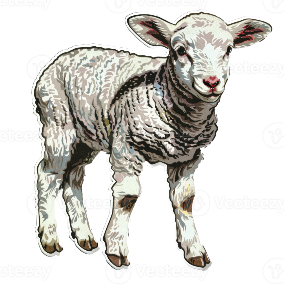 Adorable Animal Sticker of a Cute Lamb - Perfect for Kids, Crafts, and Scrapbooking Projects png