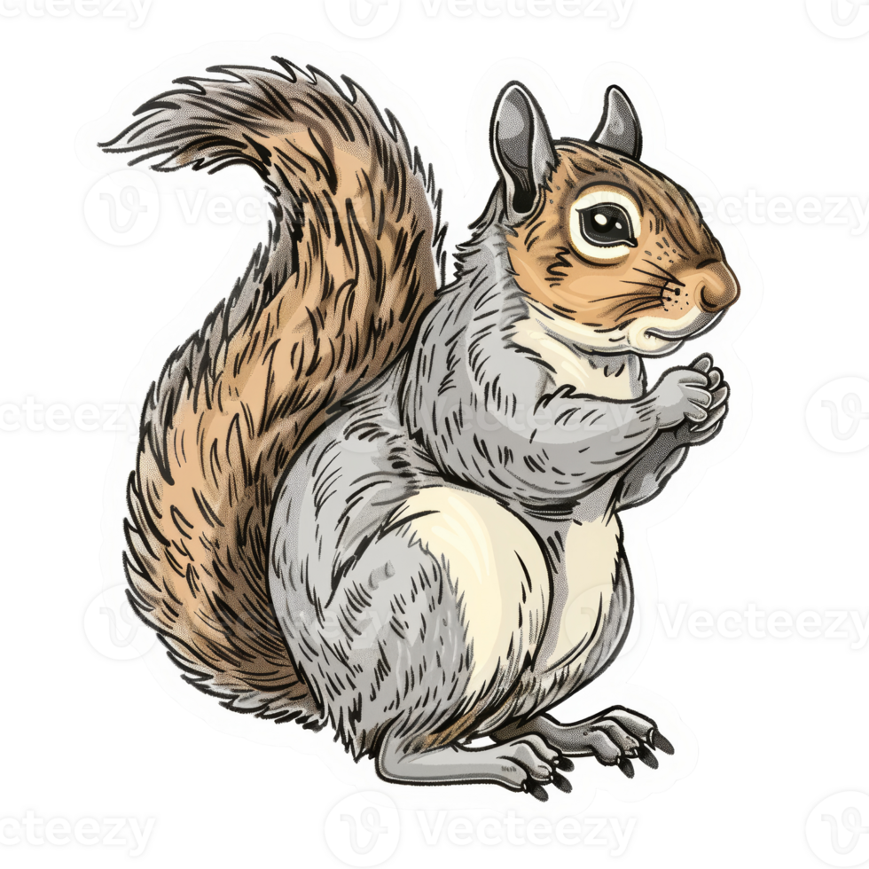 Cute Animal Sticker of a Squirrel with Bushy Tail - Perfect for Kids, Scrapbooking, and Nature Lovers png