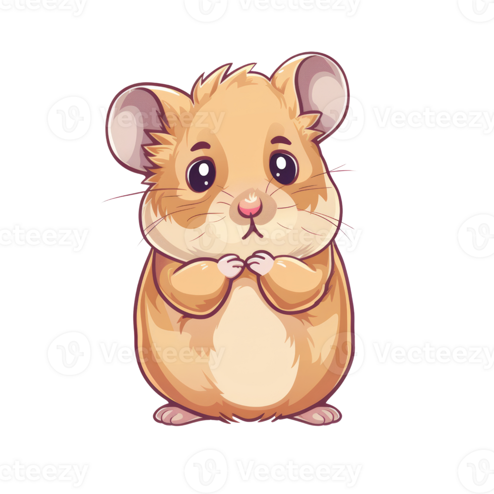 Cute Animal Sticker of a Cartoon Hamster with Big Eyes and Adorable Expression for Kids and Animal Lovers png