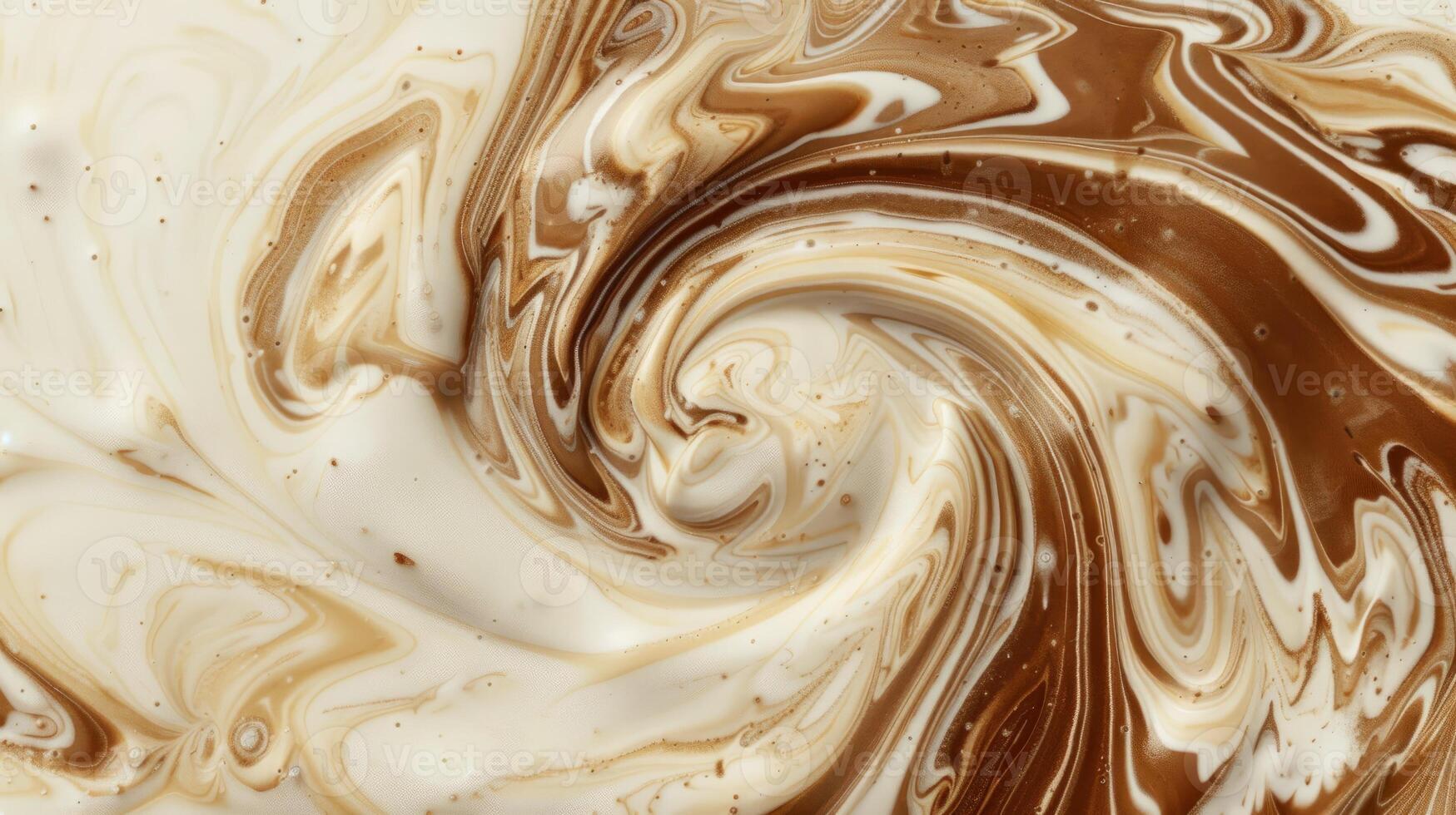 Close to the liquid texture of coffee with milk. Twisted stains in white beige color. photo