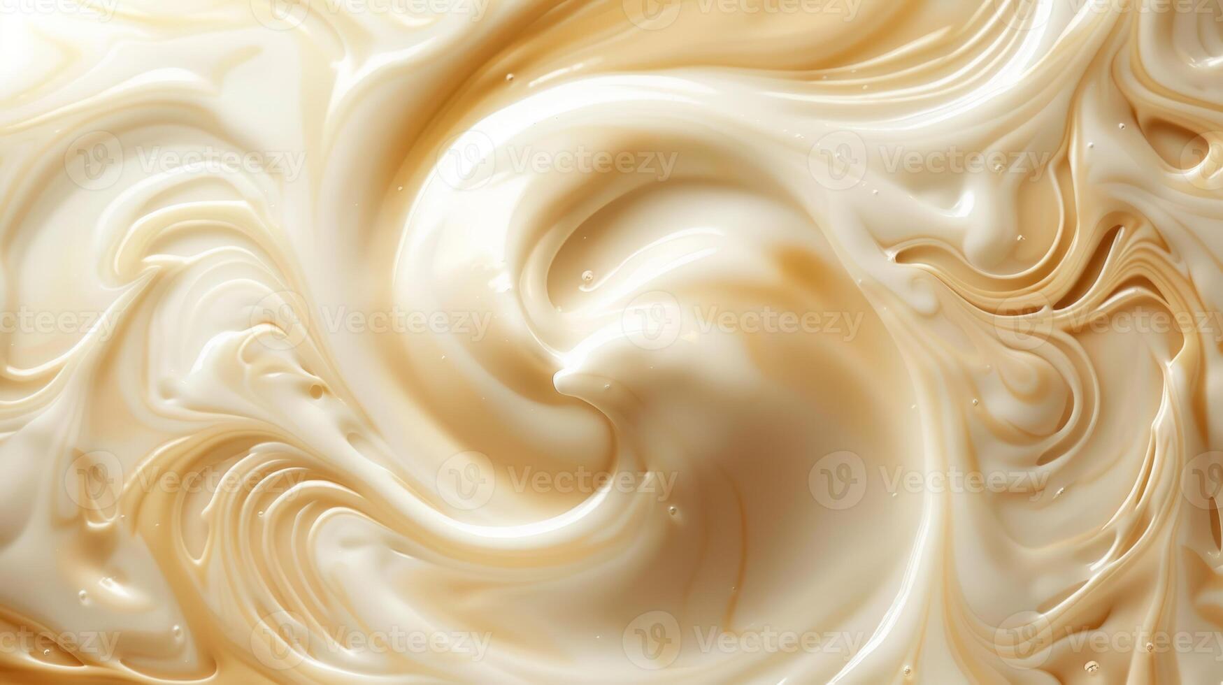 Close to the liquid texture of coffee with milk. Twisted stains in white beige color. photo