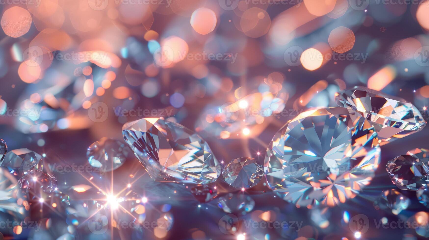 Elegant background featuring dazzling diamonds. Gemstones sparkle magnificently in the light. photo