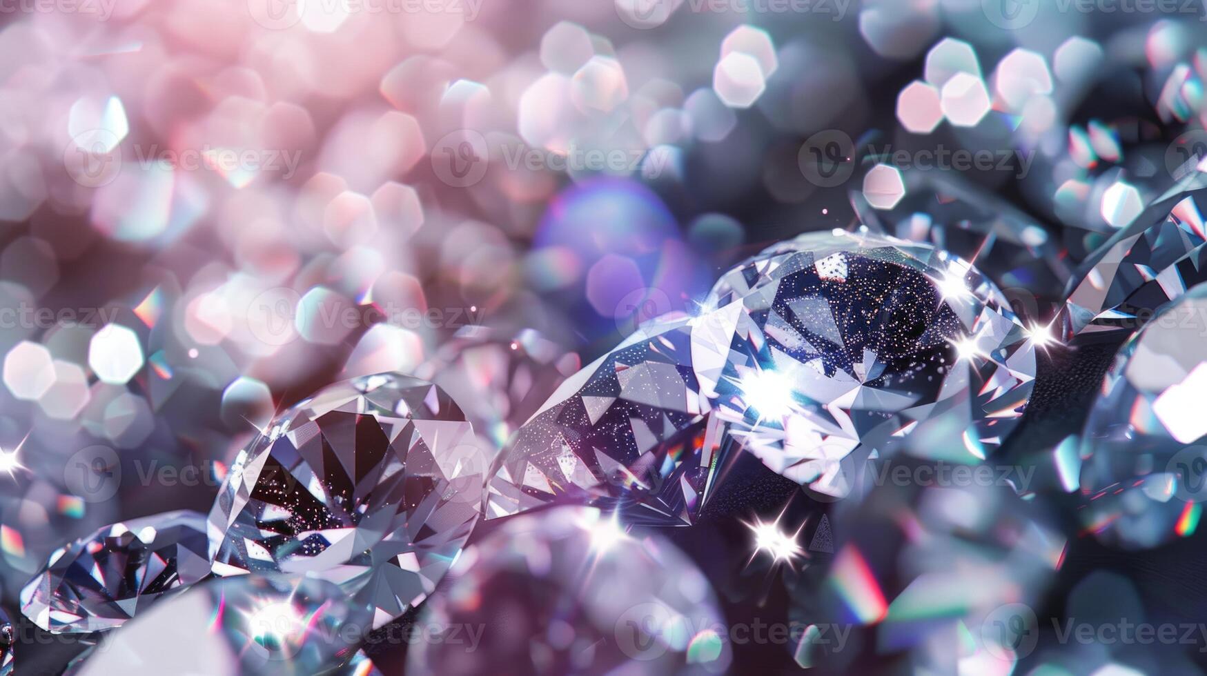 Elegant background featuring dazzling diamonds. Gemstones sparkle magnificently in the light. photo