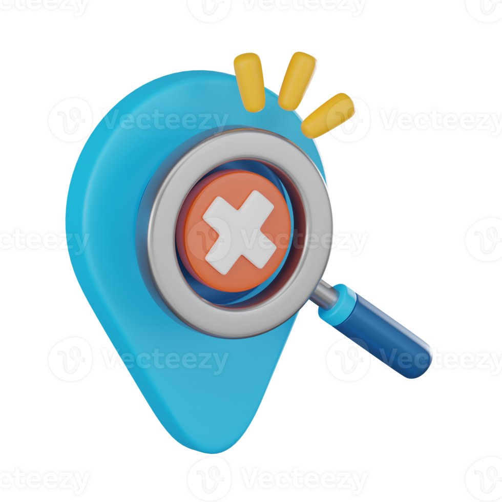 Empty State 3D Render, Location Not Found Symbol for Design png