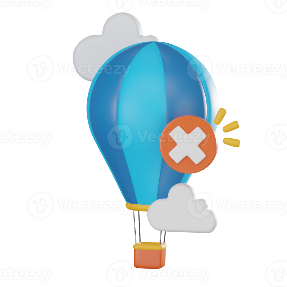 Empty Hot Air Balloon 3D Illustration, kybound Journey Icon png