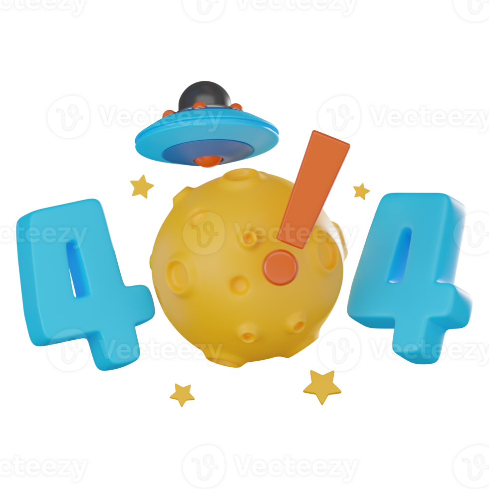 3D Error Message Icon, 404 Not Found Status Render png