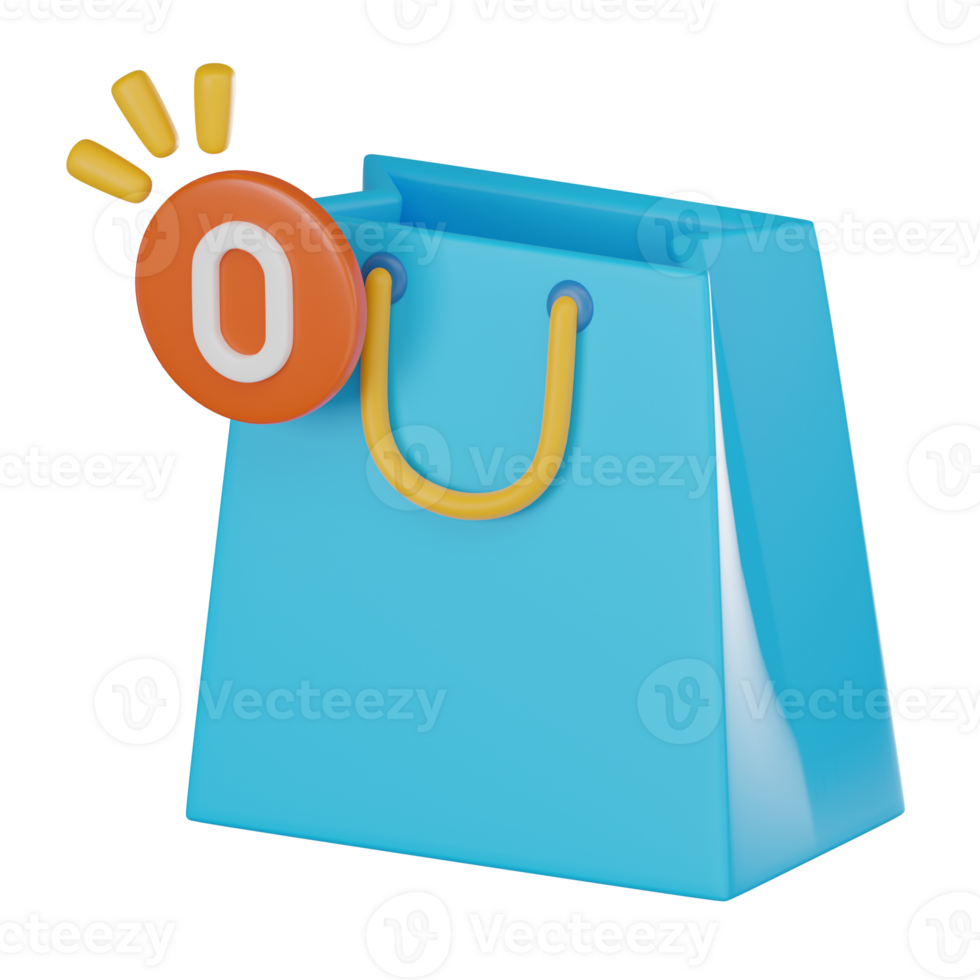 3D Render of Empty Shopping Bag, Commercial and Retail Design png
