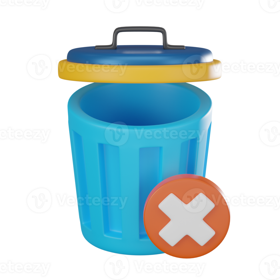 Empty State Bin 3D Design, Digital Render of Waste Container png