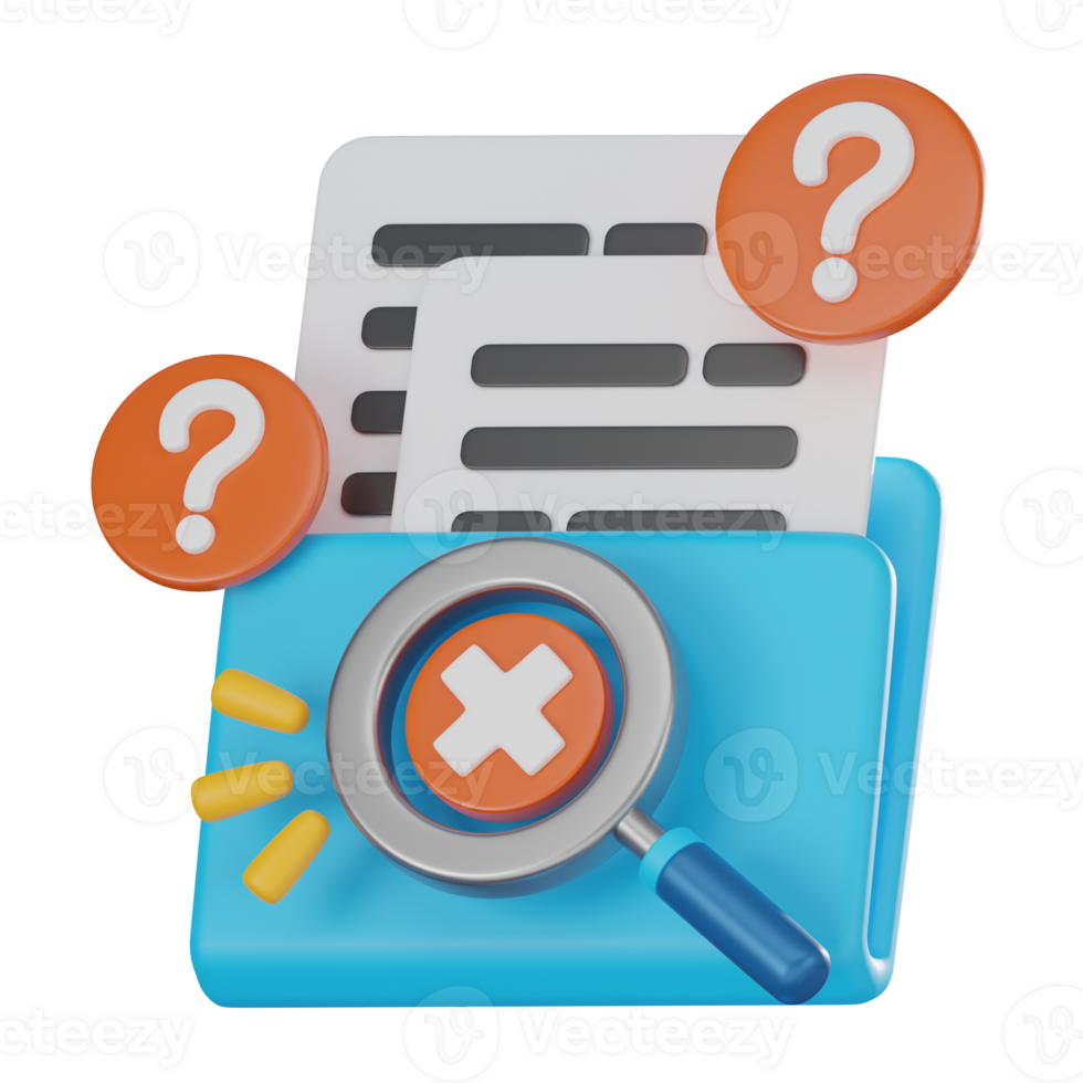 Empty State 3D Illustration, Search Folder Not Found Error Icon png